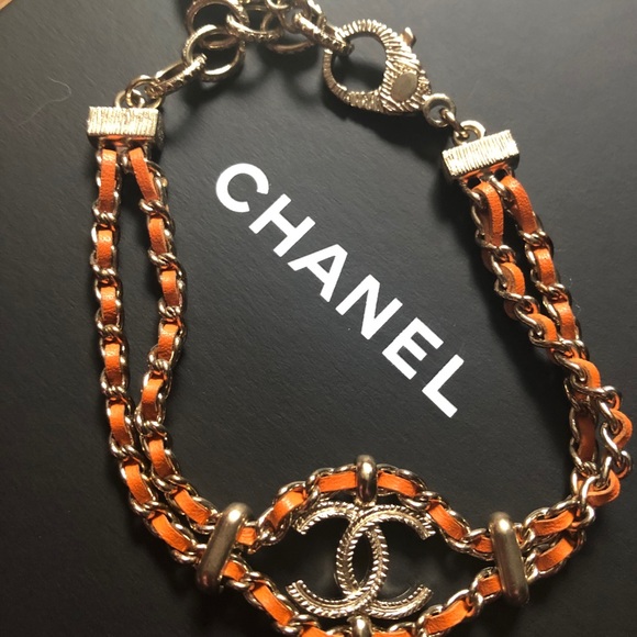 CHANEL-AUTHENTIC RARE VTG Leather/Metal BRACELET - Picture 11 of 16